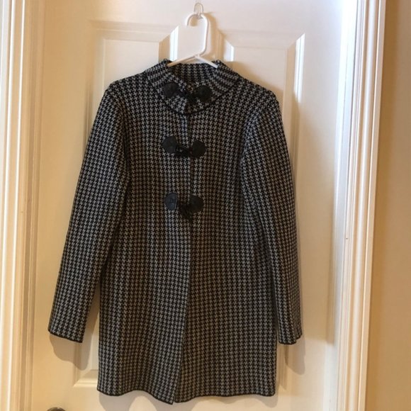 Houndstooth grey and black sweater/jacket - Picture 1 of 4